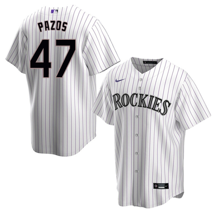 Nike Men #47 James Pazos Colorado Rockies Baseball Jerseys Sale-White